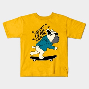 Dog playing skateboard Kids T-Shirt